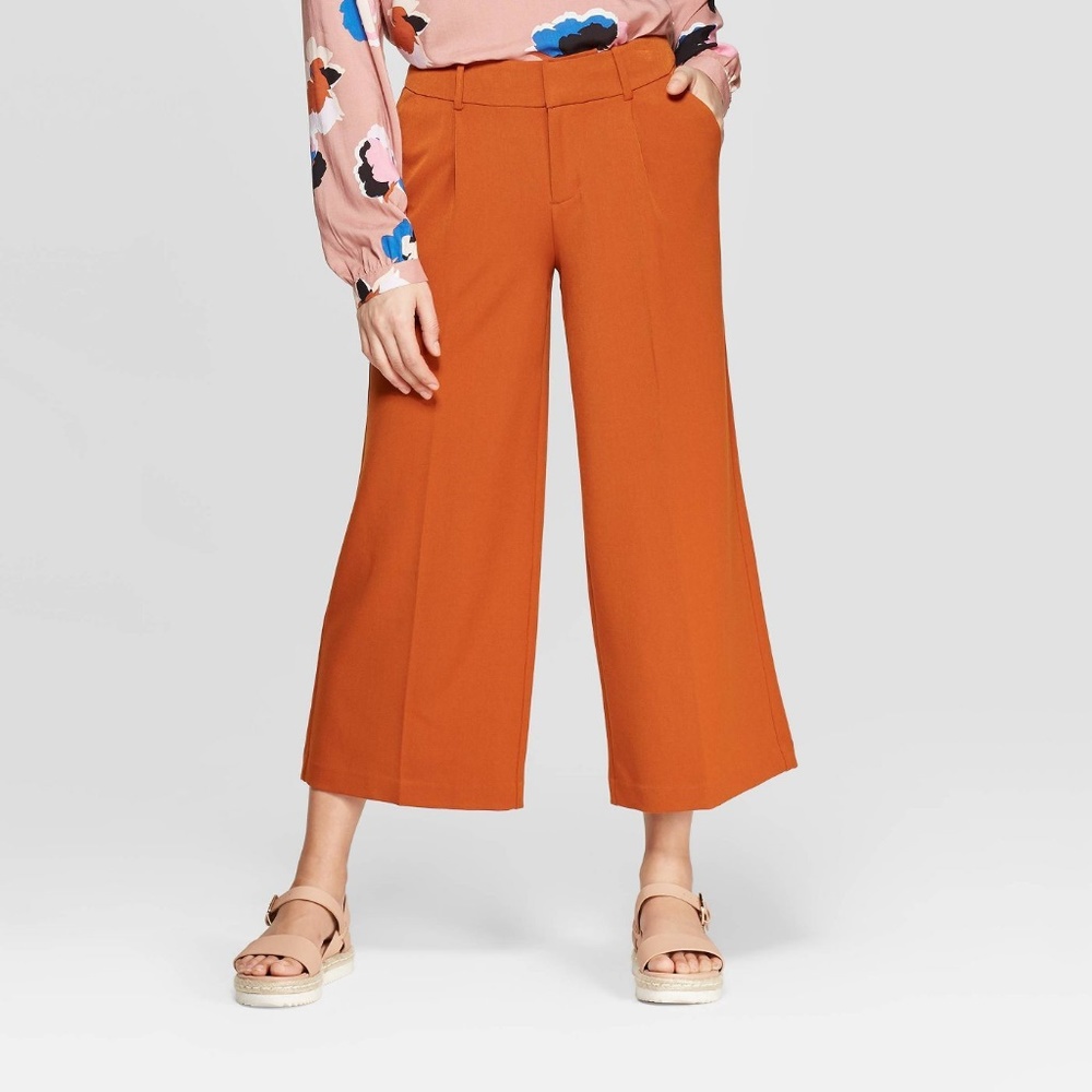 NEW Burnt Orange Wide-Leg Crop Fashion Pants 16 B3 - Picture 8 of 8